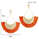 Retro geometric fan-shaped tassel earrings