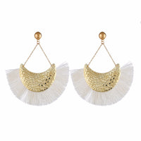 Retro geometric fan-shaped tassel earrings