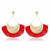 Retro geometric fan-shaped tassel earrings