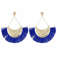 Retro geometric fan-shaped tassel earrings