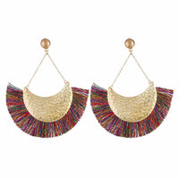 Retro geometric fan-shaped tassel earrings