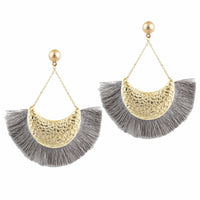 Retro geometric fan-shaped tassel earrings