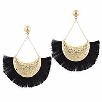 Retro geometric fan-shaped tassel earrings