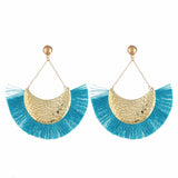 Retro geometric fan-shaped tassel earrings