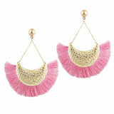 Retro geometric fan-shaped tassel earrings