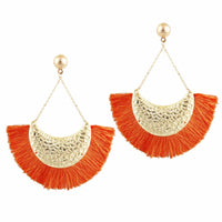 Retro geometric fan-shaped tassel earrings