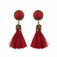 Retro round tassel earrings