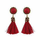 Retro round tassel earrings