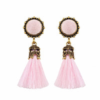 Retro round tassel earrings