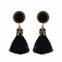 Retro round tassel earrings