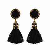 Retro round tassel earrings