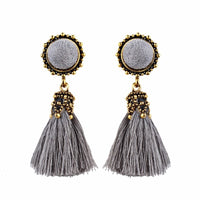 Retro round tassel earrings