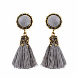 Retro round tassel earrings